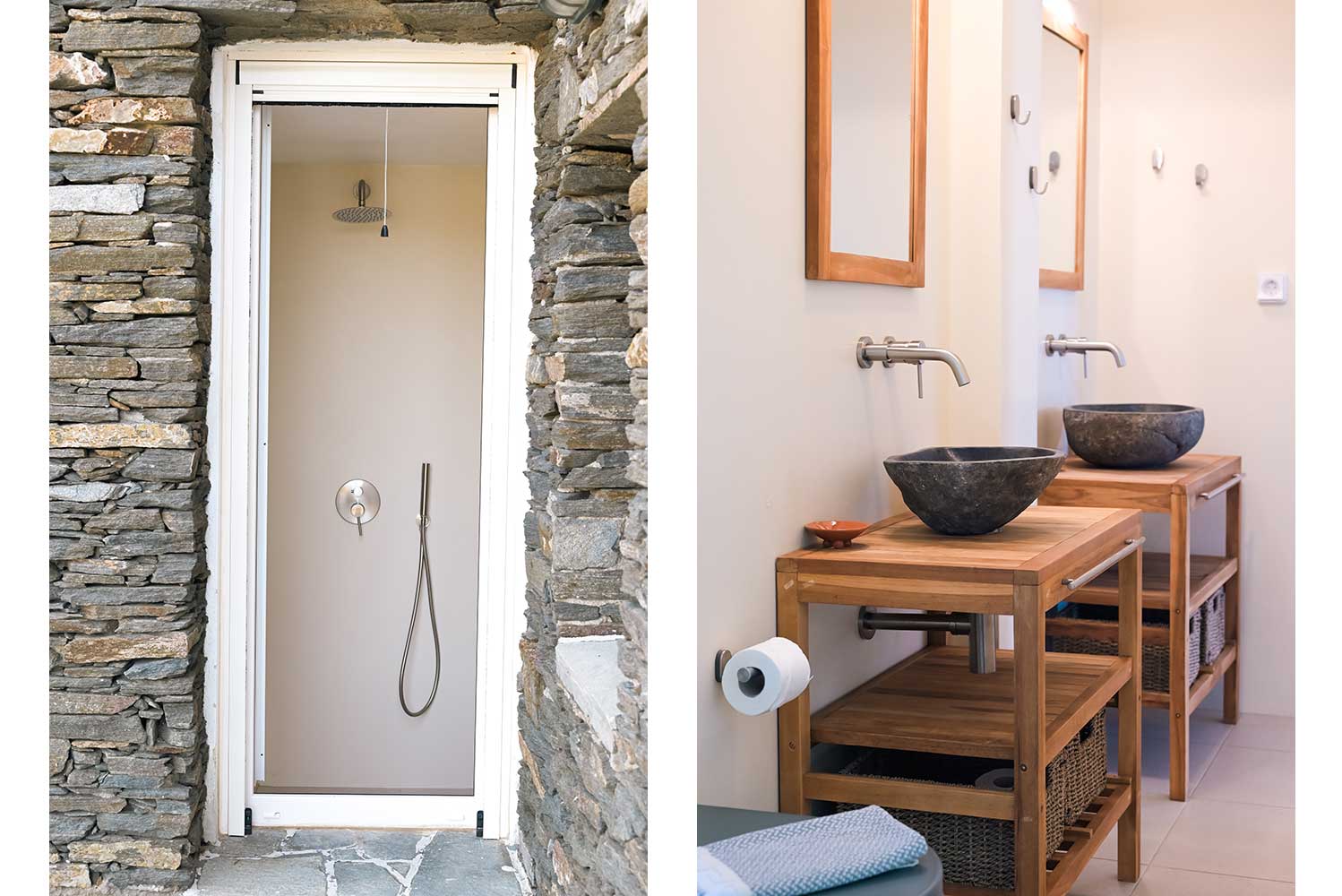 The bathroom of Ambeli family house at Kavos